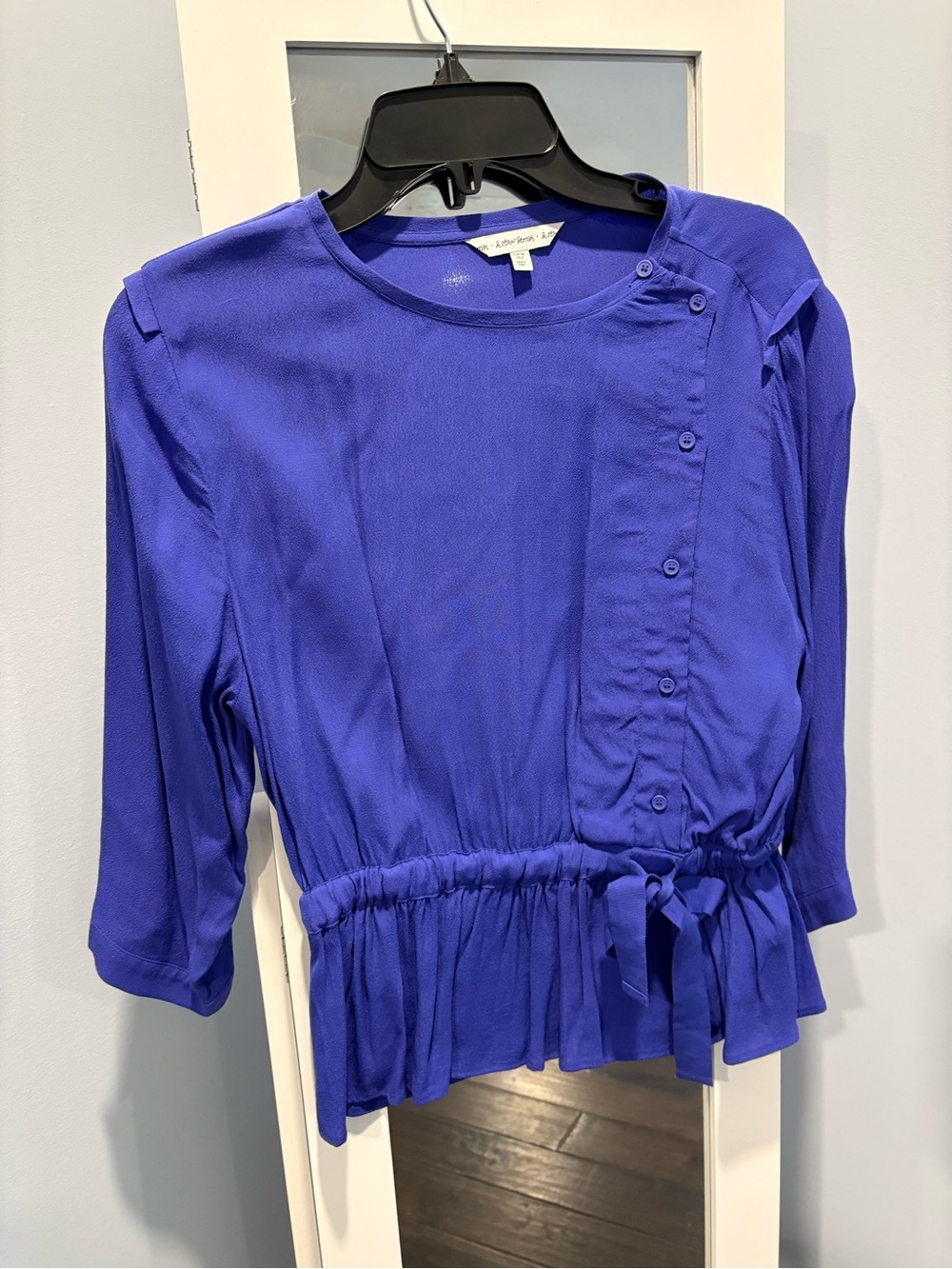 & Other Stories Cobalt Blue Button-Front Peplum Blouse